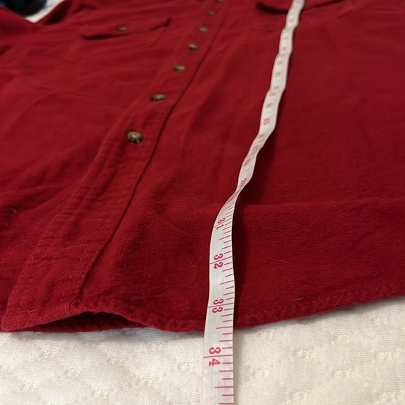 Eddie Bauer Cotton Flannel Button Down Shirt in Solid Red - Picture 10 of 12